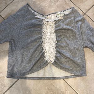Free people cropped lace sweatshirt